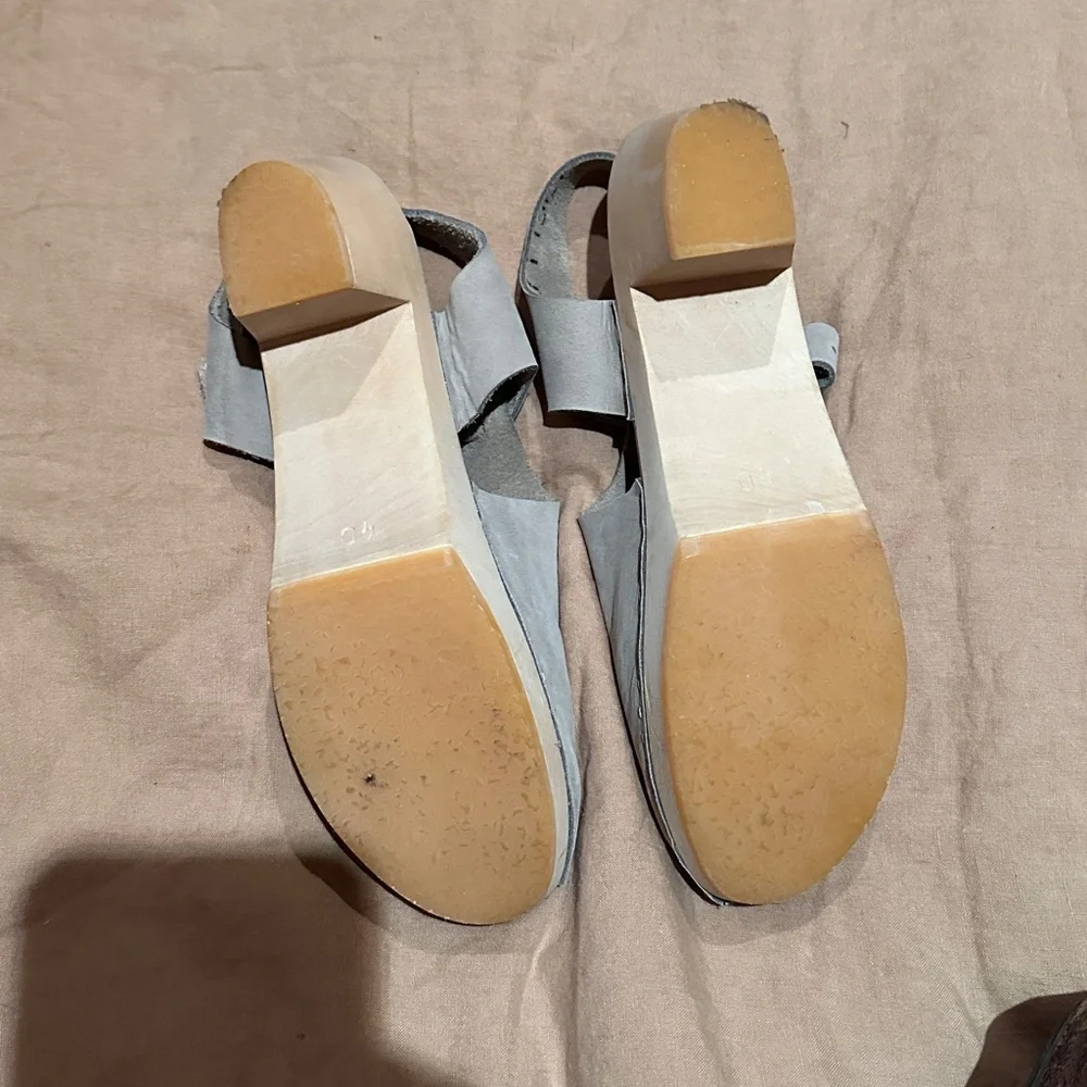 Bryr Clog Leather Gray Size 40 mid heel never worn - Picture 2 of 6